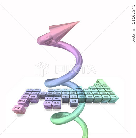 虹色の日本地図とらせんの矢印 11162541