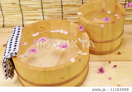 春の素材・湯桶手桶の中にサクラの花びら・横位置 春の素材・湯桶手桶の中にサクラの花びら・横位置 11163099
