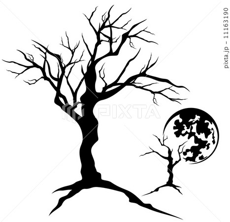 twisted tree design - creepy bare branches detailed silhouette 11163190