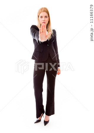 Businesswoman showing stop gesture Businesswoman showing stop gesture 11166379