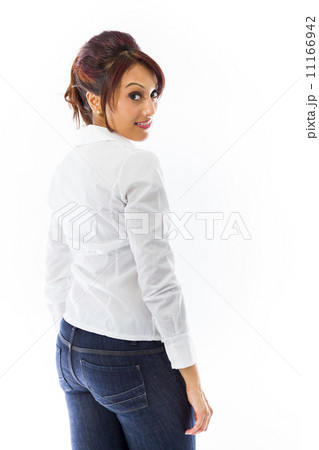 Indian young woman turning back isolated on white background 11166942