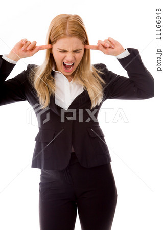 Businesswoman screaming in frustration 11166943