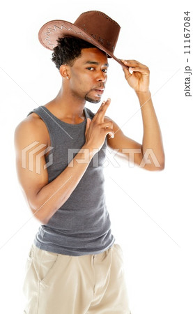 Attractive afro-american man posing in studio 11167084