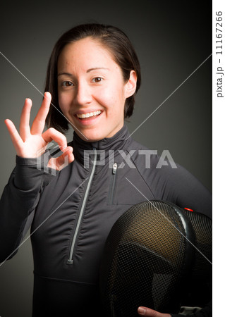 Female fencer showing ok sign 11167266