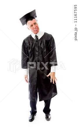 Senior male graduate reacted after listening bad news Senior male graduate reacted after listening bad news 11167595
