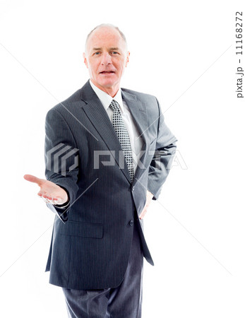 Businessman showing product with open hand palm 11168272