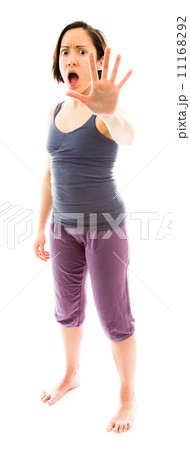 Young woman making stop gesture sign 11168292