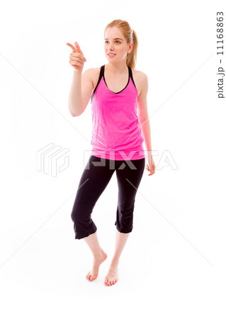 Young woman showing something Young woman showing something 11168863