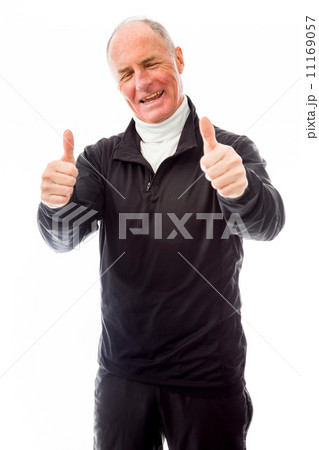 Senior man showing thumbs up gesture 11169057