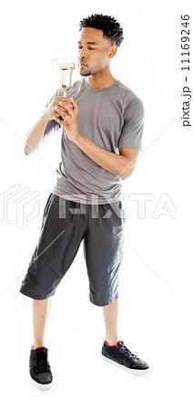 Attractive afro-american man posing in studio 11169246