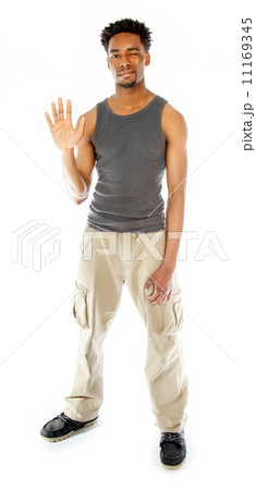 Attractive afro-american man posing in studio 11169345