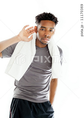 Attractive afro-american man posing in studio 11170369