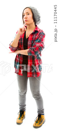 Young woman thinking with her hand on chin 11170445