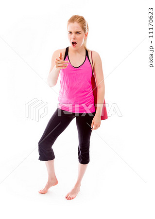 Young woman looking anger and pointing Young woman looking anger and pointing 11170623