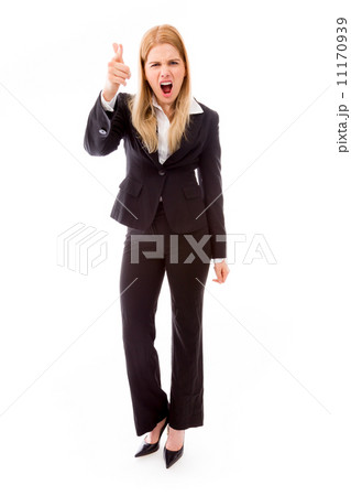 Upset businesswoman scolding somebody Upset businesswoman scolding somebody 11170939