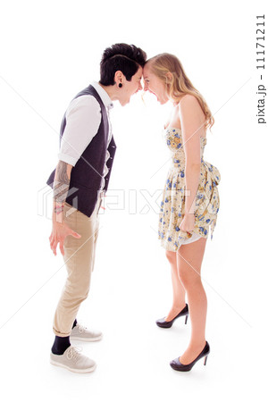 Lesbian couple shouting at each other 11171211