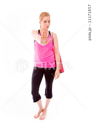 Young woman making stop gesture sign Young woman making stop gesture sign 11171657