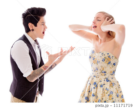 Lesbian couple fighting to each other Lesbian couple fighting to each other 11171719