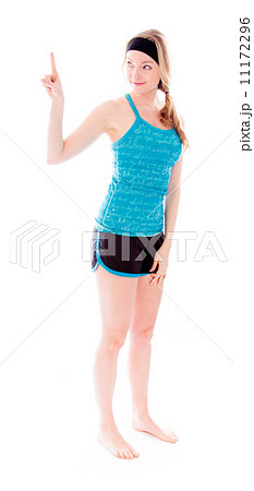 Young woman using touch screen isolated on white background Young woman using touch screen isolated on white background 11172296
