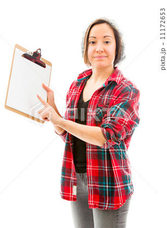 Young woman showing clipboard 11172653