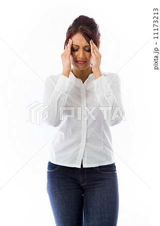 Indian young woman suffering from headache Indian young woman suffering from headache 11173213