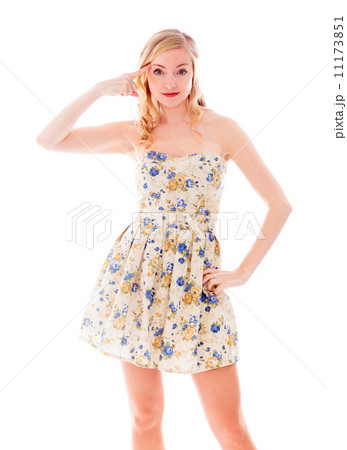 Young Woman holding her finger against her head 11173851