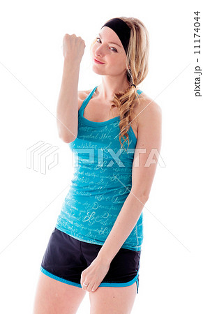 Young woman showing fist isolated on white background Young woman showing fist isolated on white background 11174044