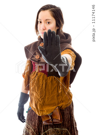Young woman making stop gesture sign 11174146