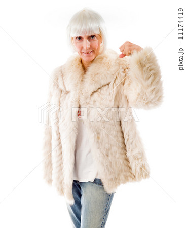 Senior woman showing off her muscle 11174419