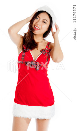 smiling standing sexy santa claus with arms crossed smiling standing sexy santa claus with arms crossed 11176571