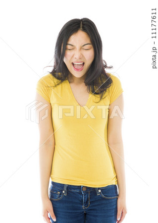 Young Asian woman screaming in frustration 11177611