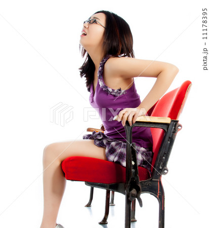 Attractive Asian girl 20s at the theatre isolate white backgroun 11178395