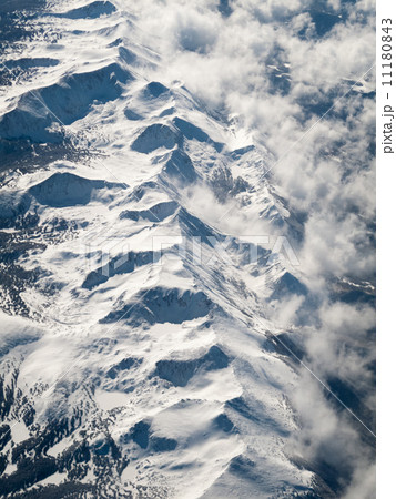 Aerial view of mountain range, Alberta's Rockies, Canadian Rocki 11180843