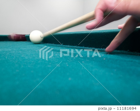 Close up shot of snooker player after finishing shot 11181694
