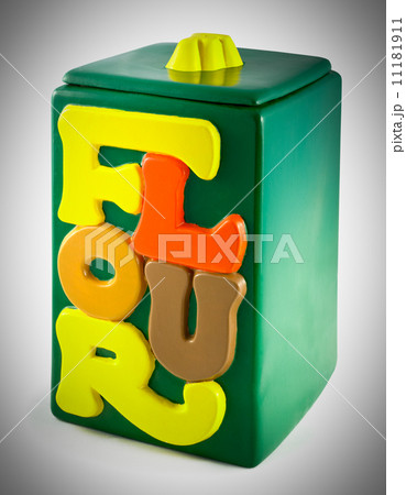 antique flour jar isolated on a white background 11181911
