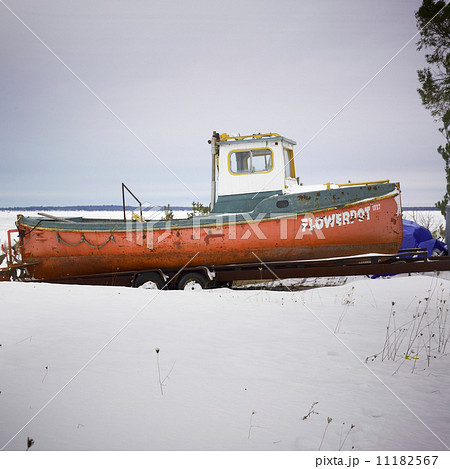 Boat in a snow covered landscape, Orangeville, Dufferin County, Boat in a snow covered landscape, Orangeville, Dufferin County, 11182567