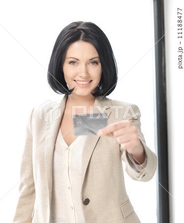 happy woman with credit card 11188477