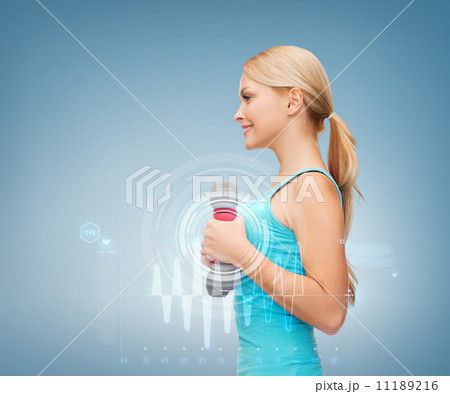 young sporty woman with light dumbbells young sporty woman with light dumbbells 11189216