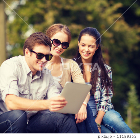 students or teenagers with laptop computers 11189355