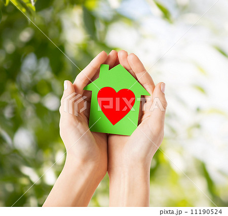 hands holding green paper house hands holding green paper house 11190524