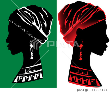 beautiful african woman head design - fine profile silhouette 11206154
