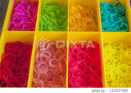 Colorful Rainbow loom rubber bands in a box 11207499
