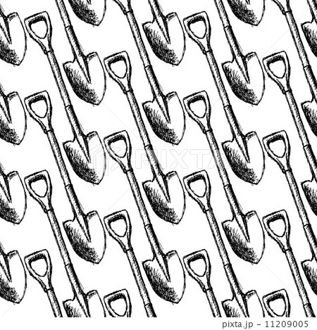 Sketch garden shovel, vector  seamless pattern 11209005
