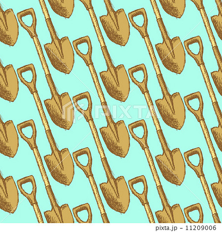 Sketch garden shovel, vector seamless pattern Sketch garden shovel, vector seamless pattern 11209006