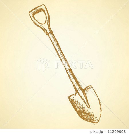 Sketch shovel, vector vintage background 11209008