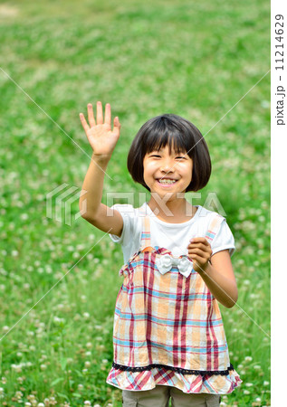 芝生広場で遊ぶ女の子 芝生広場で遊ぶ女の子 11214629