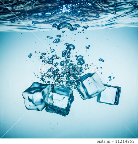 Ice cubes falling under water Ice cubes falling under water 11214855