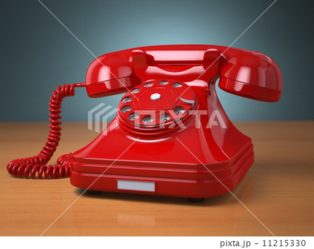 Vintage phone on green background. Hotline support concept. 11215330