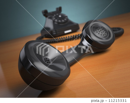 Vintage phone on green background. Hotline support concept. 11215331