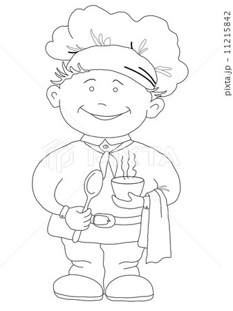 Cook with cup of coffee, contour 11215842